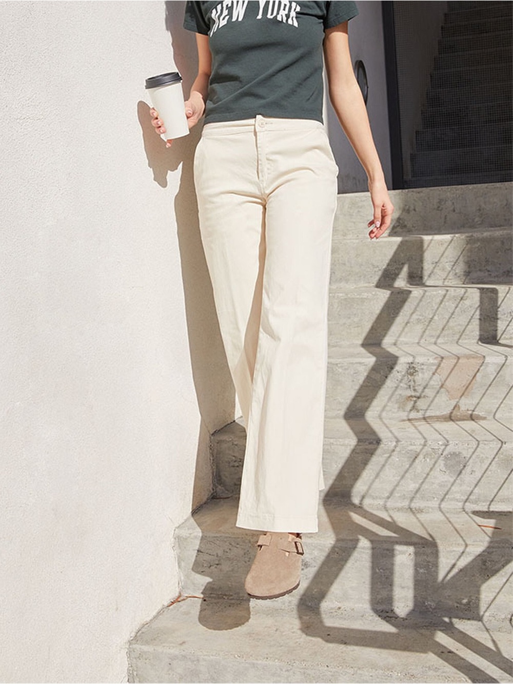 John Galt Off White Cream Trouser Wide Leg Straight Leg Fit Pants Women’s Small